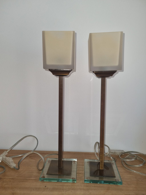 Sideboard lamp – tafellampen, Glass, Brass