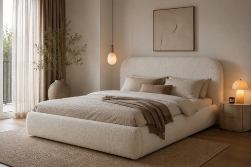 Kave Home Martina Bouclé Bettgestell 180×200 + Talo-Lattenrost