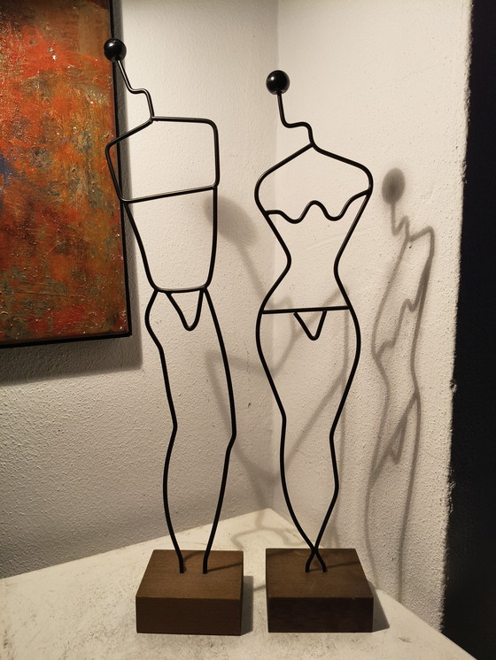 Image 1 of Vintage design eighties Laurids Lonborg draadstasl sculptures