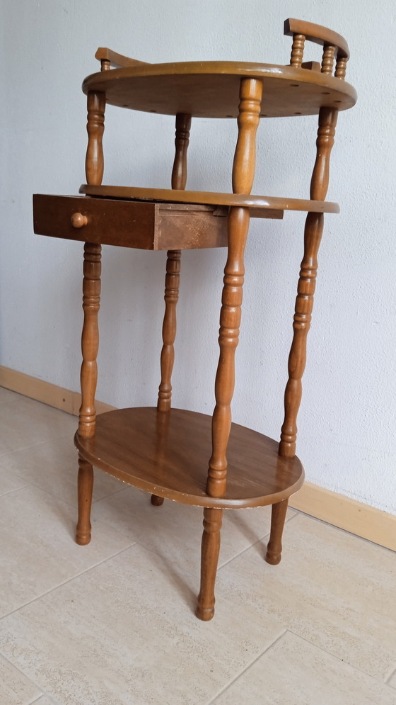 Image 1 of Classic Plant Table, Side Table with Drawer