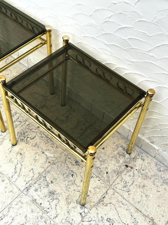 Pair of Belgo Chrome Side tables, Belgochrom, Brass, Gold (photo 4 of 14)