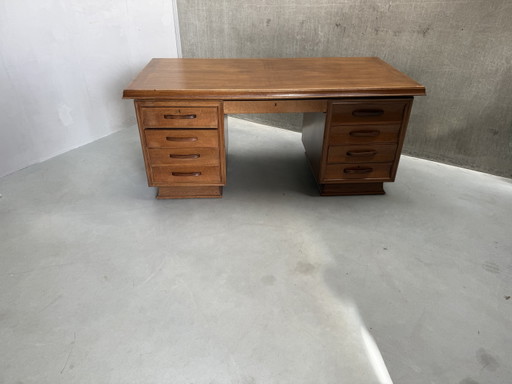 Grande Scrivania Direzionale Art Déco Bifacciale Anni '30