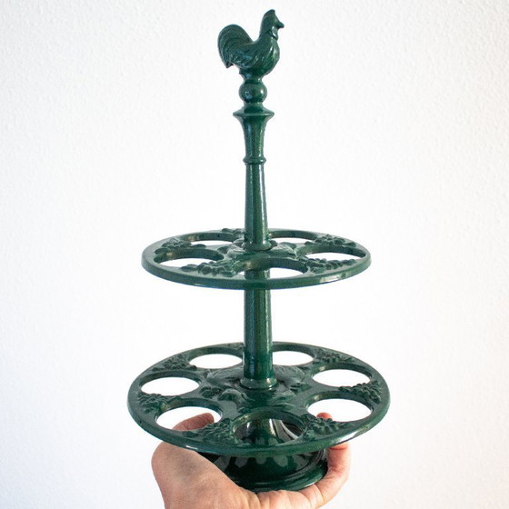 Image 1 of Porte-œufs vintage en fonte verte : design français