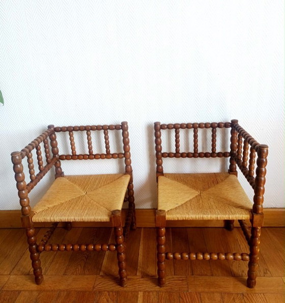 Image 1 of 2x Bobin chairs, also known as "fireside" chairs, Holland