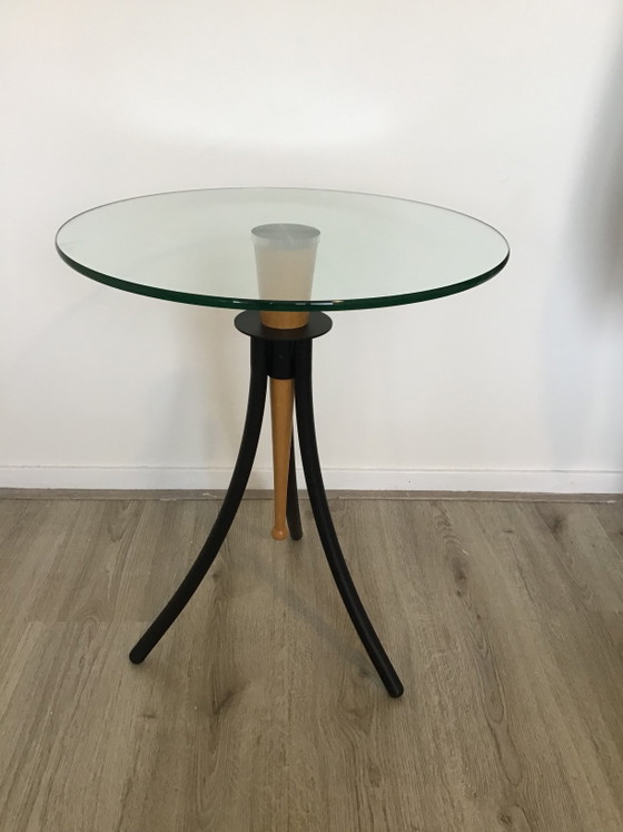Vintage Design Tafeltje Van Giorgetti – Bijzettafels, Glass, Metal (photo 6 of 8)