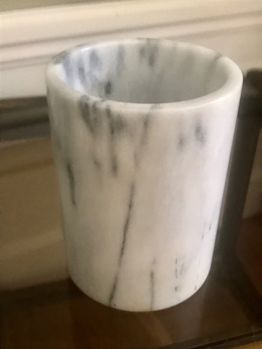 Roller or cylinder vase in white marble