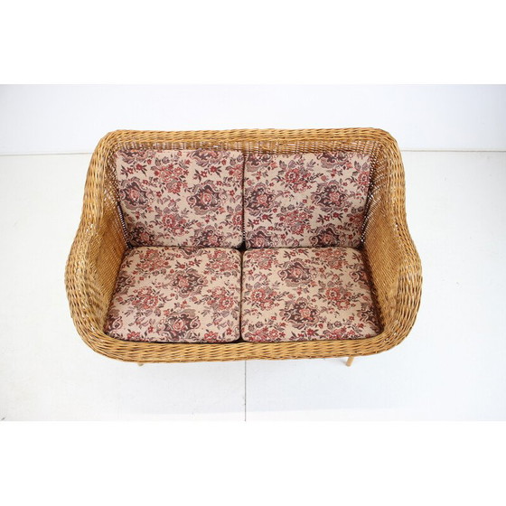 Image 1 of Vintage two-seater rattan sofa by Uluv, Czechoslovakia 1970s