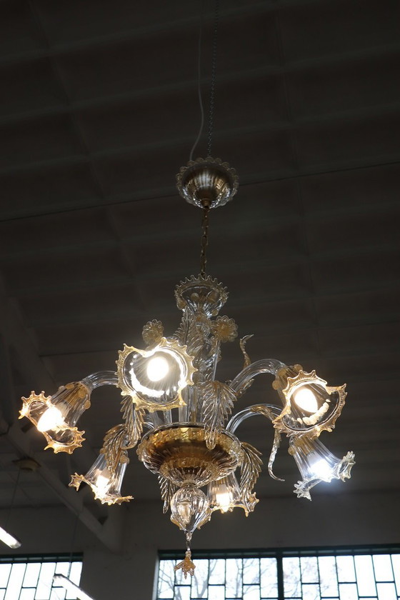 Image 1 of Transparenter Kronleuchter aus Muranoglas von La Murrina, Italien, Ende des 20.