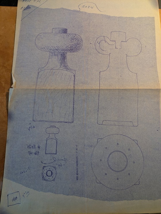 Image 1 of Originele Jens Harald Quistgaard (IHQ) ontwerpschets uit 1961 – zeldzame carbontransfer op papier