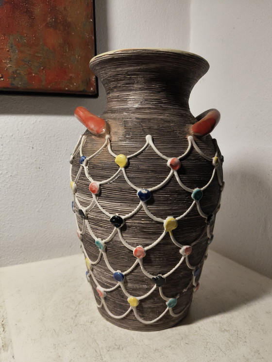 Image 1 of Vintage design modernist Italiaanse Harlekijn keramiek vaas van FRATELLI FANCIULLACCI 