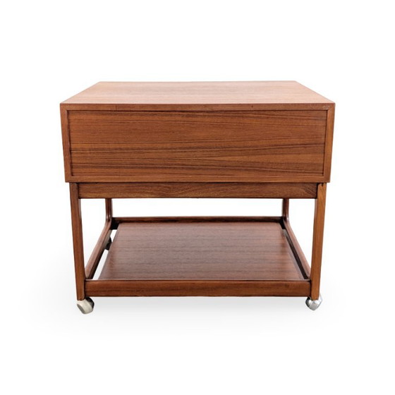 Bijzettafel uit het midden van de 20e eeuw, Erik Brouer, vintage teakhouten nachtkastje uit 1960 (photo 5 of 9)
