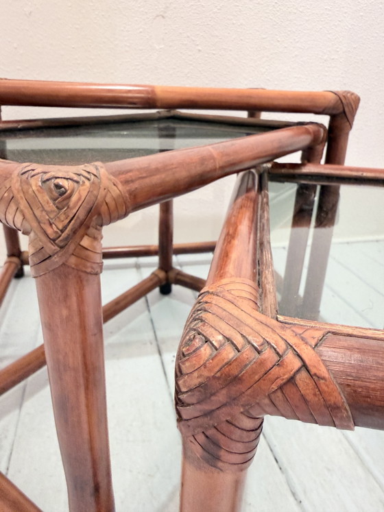 Vintage 70s Nesting Tables — Bamboo – Side tables (photo 8 of 9)