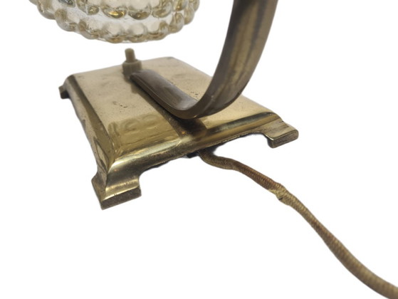 Art Deco Bedside Lamp, Belgium, 1950s – Table lamps, Glass, Brass (photo 8 of 13)