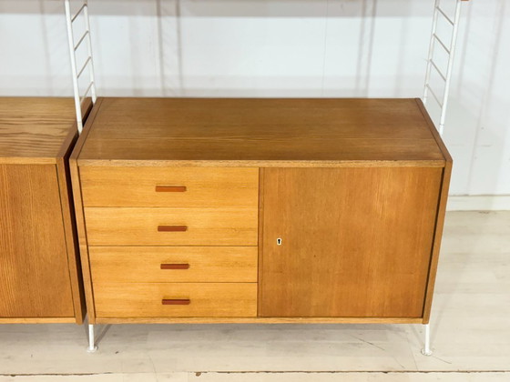 Image 1 of Mid-century string shelving / vintage wall shelf / Sybille 314 living room wall unit / living room wall unit