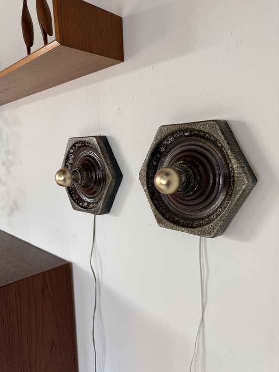 Image 1 of 2x vintage ceramic wall tile, Hustadt Leuchten '60