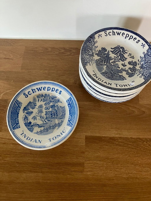 Vintage Luneville schweppes indian tonic bordjes