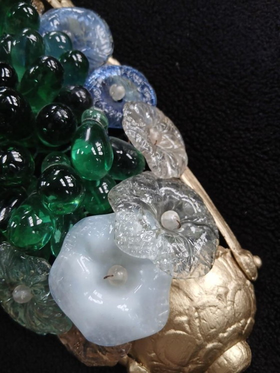 Image 1 of Murano-Wandleuchten – farbige Trauben, Glasrosette, bronzene Seeanemone