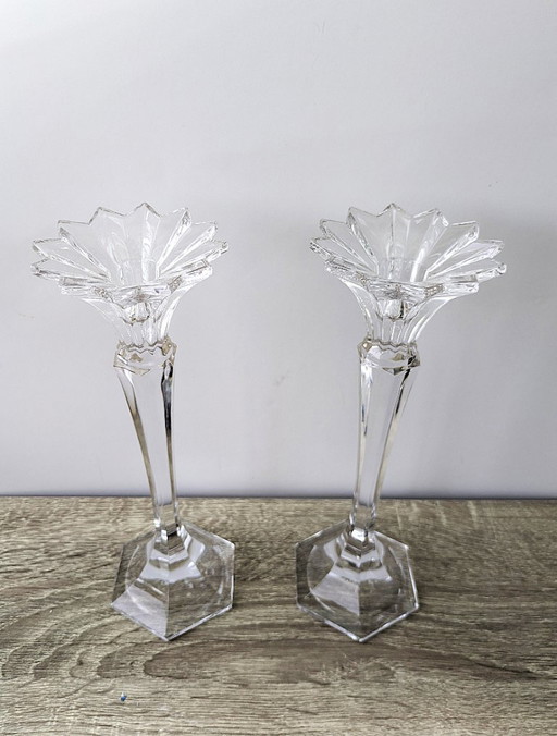 Set di 2 candelabri in cristallo Mikasa Excelsior, 24,5*7,5 cm.