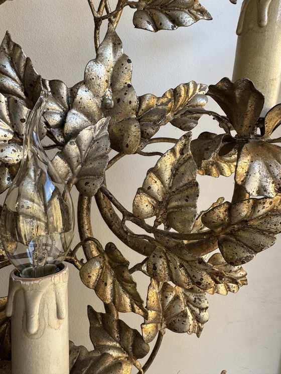 Image 1 of Florentine wall sconce with foliage design, 1960s