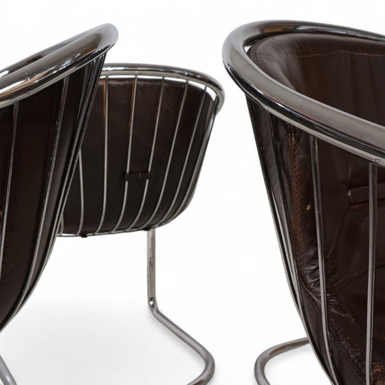 Image 1 of Set of 4 chrome dining chairs by Gastone Rinaldi for Thema, 1970