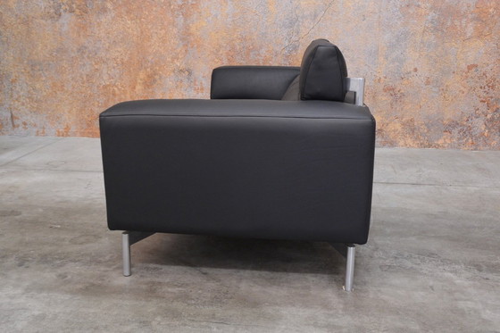 Image 1 of NEW upholstered black leather Leolux Howlo designer sofa
