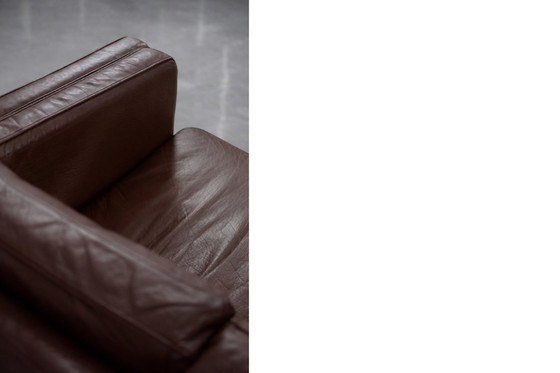 Image 1 of Divano vintage in pelle marrone, stile scandinavo moderno di metà secolo, anni '70