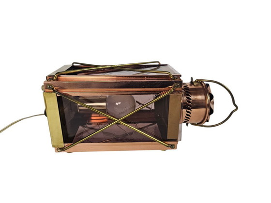 Image 1 of Lampe de navire - lanterne de cale - cuivre - verre - laiton - Pays-Bas - troisième quart du XXe siècle