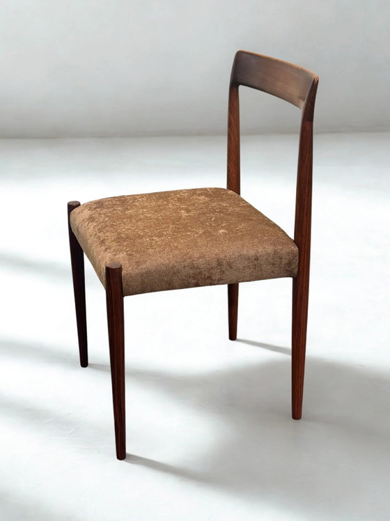 Set van 8 Lübke eetkamerstoelen van palissanderhout, Duitsland, jaren 60. – Velvet, Mid Century Modern (photo 3 of 8)