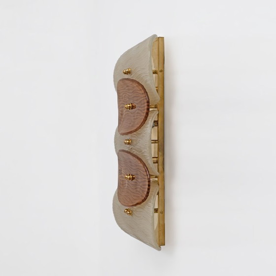 Image 1 of Pair of Murano Glass and Brass Wall Sconces