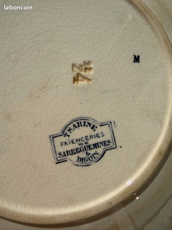 Image 1 of Digoin & Sarreguemines – Patrón zarina – 6 platos llanos de piedra de hierro – Siglo XIX