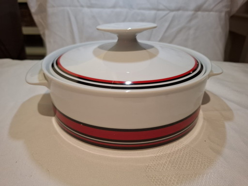 Rara Thomas Germany (Rosenthal) 'Discus' fuente con tapa. Diseño Hans Theo Baumann Años 70 Edición Limitada Art Line