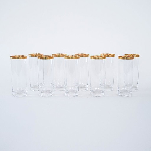 Juego de copas de cristal, diseño italiano, década de 1970, fabricado en Italia.