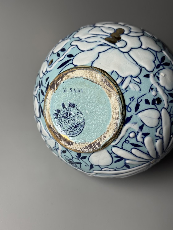 Image 1 of Boch Frères Keramis Art Deco Floral Pitcher by Raymond Chevalier, Belgium, 1930s