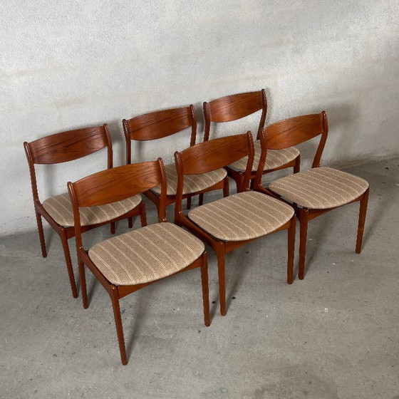 Image 1 of 6 sillas de comedor de P.E. Jørgensen — Madera maciza de teca