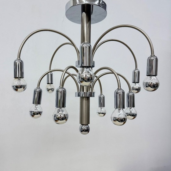 Image 1 of Lampada da soffitto vintage in ottone cromato di Sciolari, anni '70