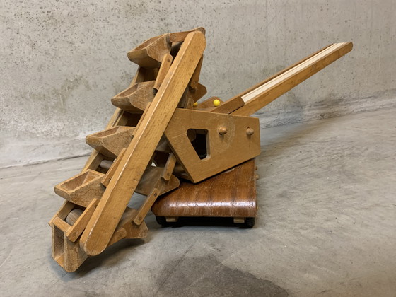 Image 1 of Échelle de Jacob vintage en bois avec tapis roulant. Friedrich Fröbel Werdau 1960