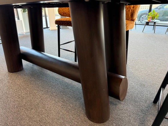 Image 1 of Richmond hoge tafel kersenhout 97x219cm set met 6 stoelen indigo triangle zithoogte 68 cm