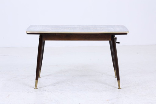 Vintage crank table 60s | Mid - Century extendable dining table formica in marble style coffee table table retro 70s #05-81