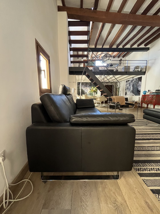 Image 1 of Zwarte leren bank COR Conseta