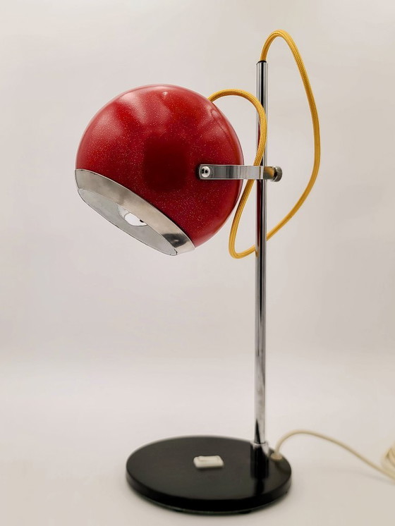 Image 1 of Großer 60er Jahre Aluminor Eyeball - restauriert rot glitzernd Pop Space Age