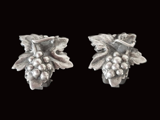 Danish silver earrings / clip-on earrings with bunches of grapes - Marked