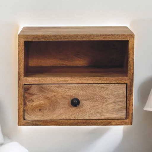 Solis Wandmontierter Nachttisch mit Schublade (Eichen-Finish)