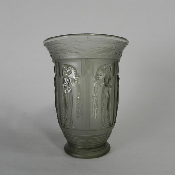 Image 1 of Art Deco vase with images of 6 ladies and 6 herons, 1930s