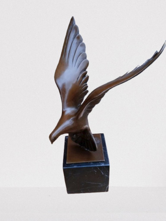 Bronze dove sculpture on marble pedestal, Brown, Klassiek (photo 3 of 6)