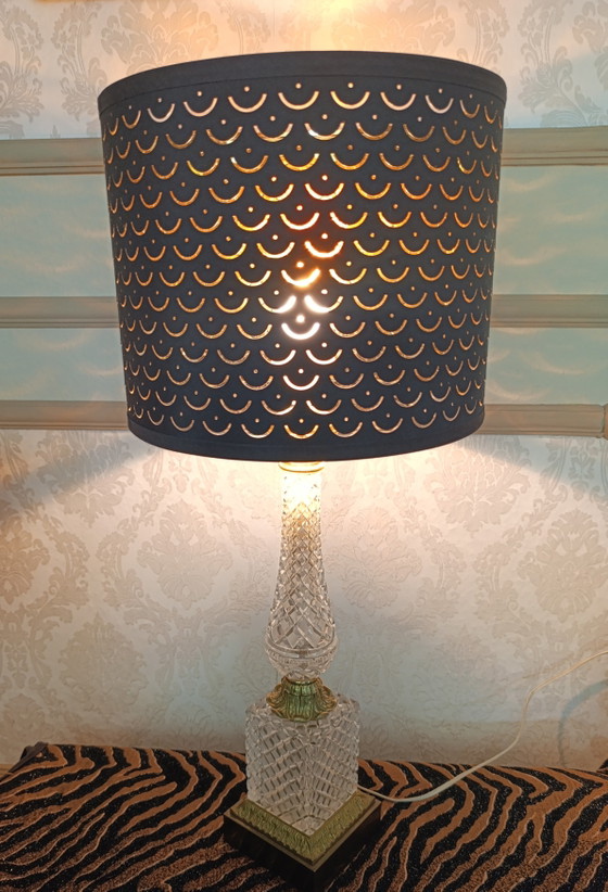 Vintage Crystal & Brass Table Lamp 75 Cm (photo 3 of 15)
