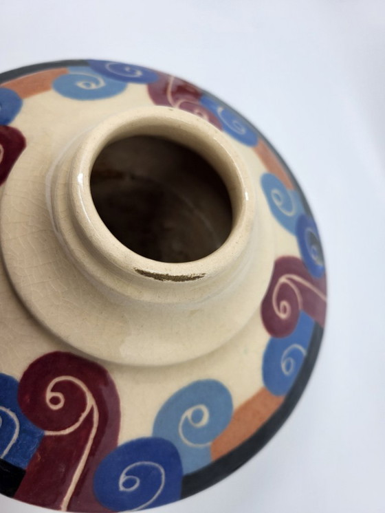 Image 1 of Simone Larrieu Art Deco Keramikvase, Frankreich, 1930