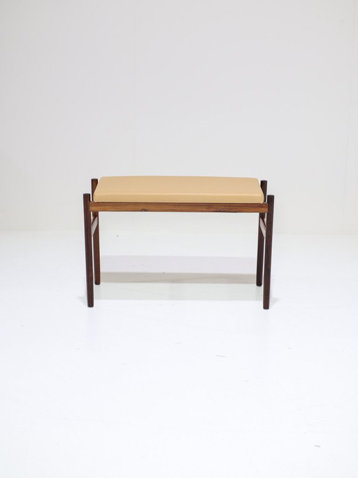 Bankje kruk Spøttrup palissander leer Deens vintage