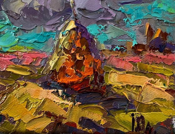 Original Oil Painting Summer Field Landscape Cloudy Horizon – Paintings & Drawings, Canvas (photo 5 of 8)