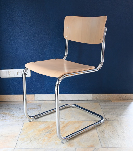 1x Thonet Chair S43 - Mart Stam - Beech/Chrome