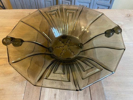 Image 1 of Coupe à fruits style Art déco 1930, vert mousse français